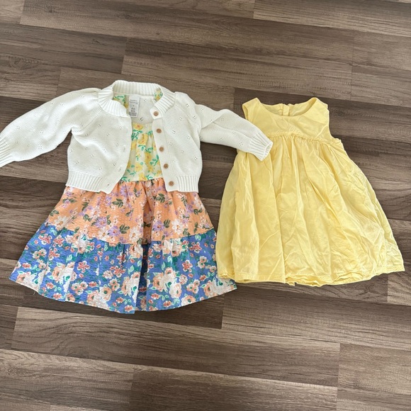 Between Us Other - Floral and Yellow Kids Dress ,white kids sweater set